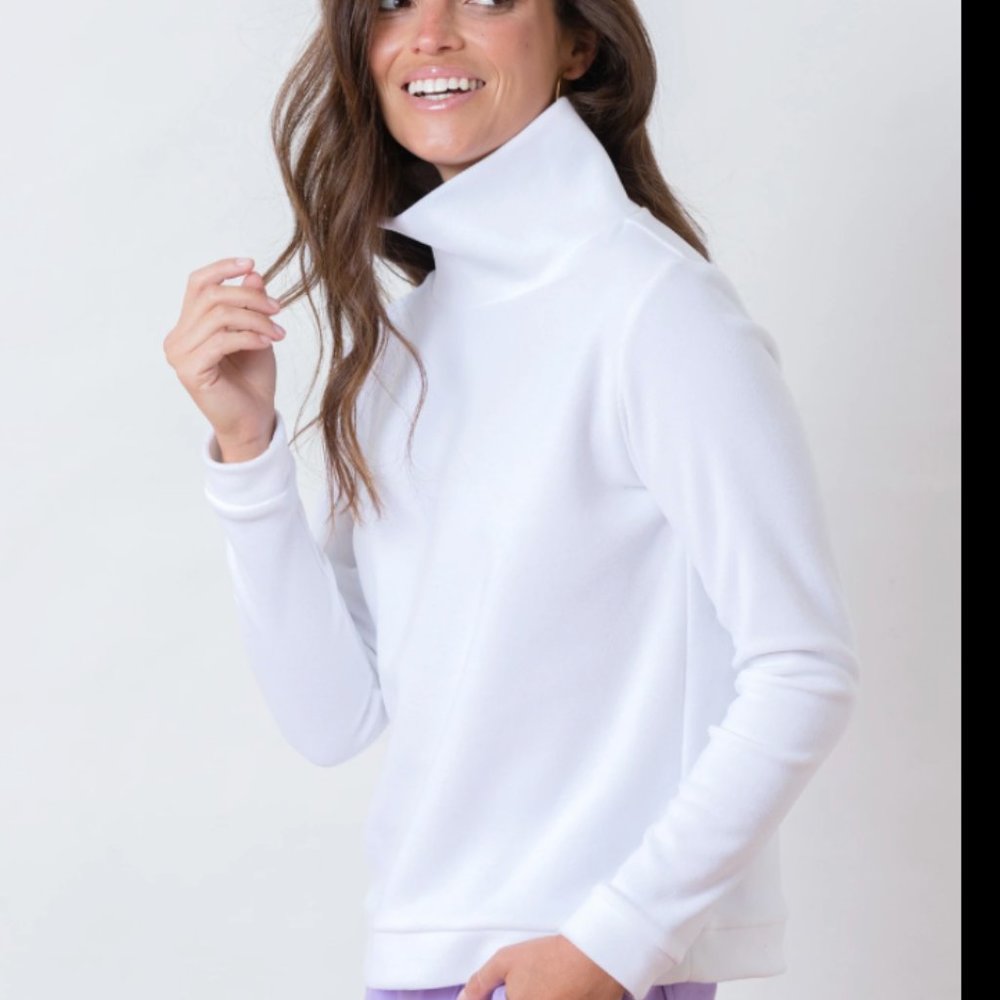 Park Slope Turtleneck Fleece in White Terry Size XS (0-2)